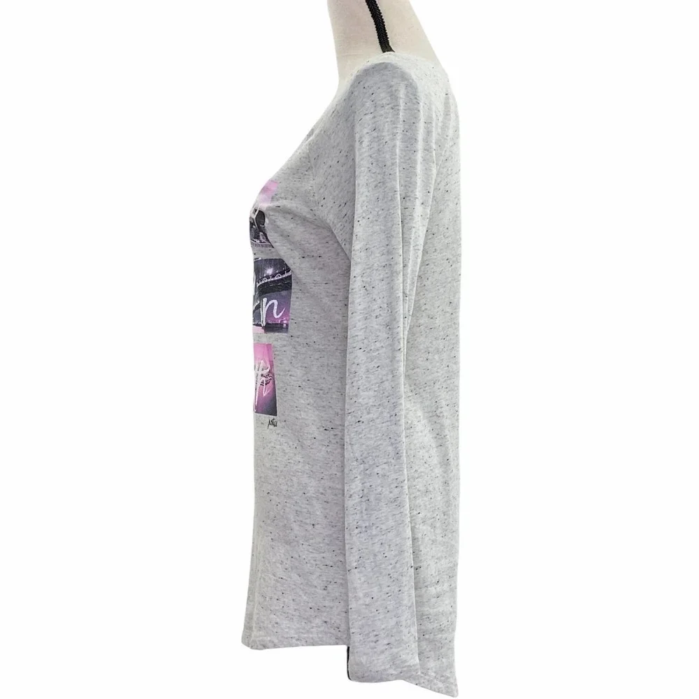 JUSTICE Girl's Gray Inspirational Graphic Long Sleeve High Low T-Shirt